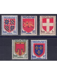 FRANCE 1949 Coats of Arms of French Provinces (4th series) 5v MNH**