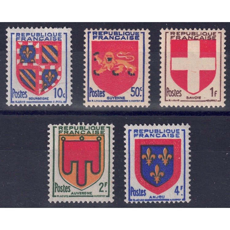FRANCIA 1949 Stemmi di Province Francesi (4ª serie) 5v MNH**