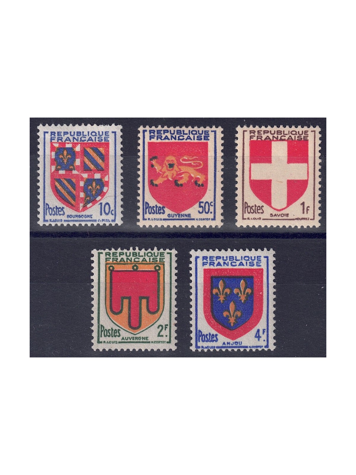 FRANCE 1949 Coats of Arms of French Provinces (4th series) 5v MNH**