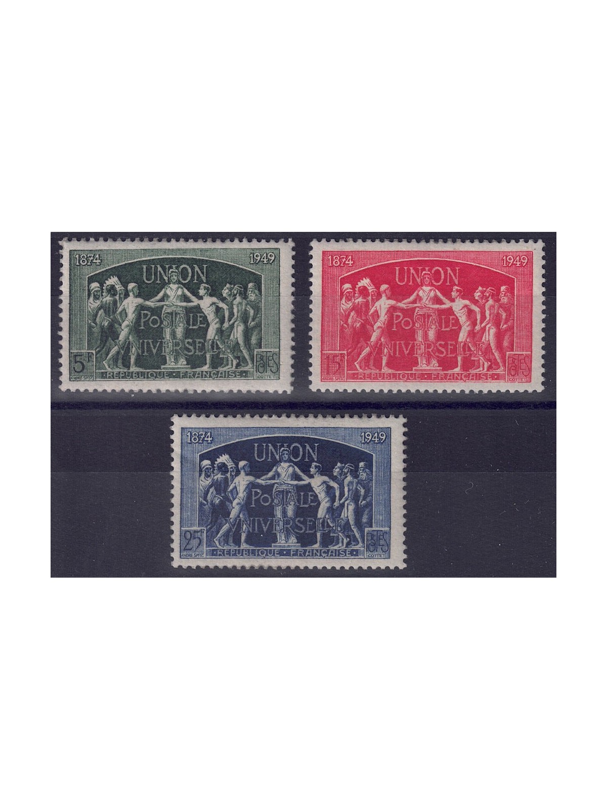 FRANCIA 1949 Anniversario UPU 3v MNH**