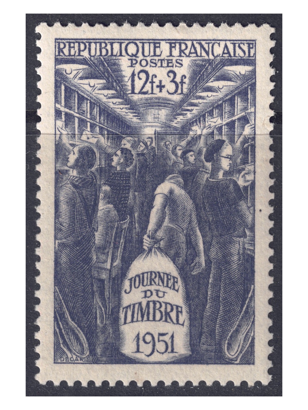 FRANCE 1951 Stamp Day MNH**
