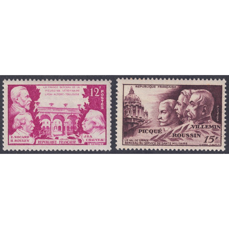 FRANCIA 1951 Medicina veterinaria e militare 2v MNH**