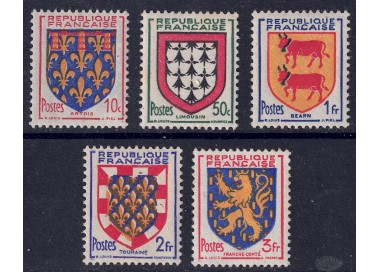 FRANCIA 1951 Stemmi di Province Francesi (5ª serie) 5v MNH**