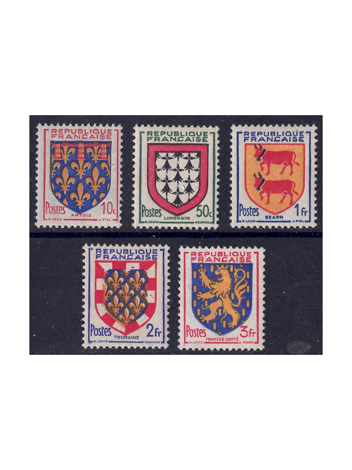 FRANCIA 1951 Stemmi di Province Francesi (5ª serie) 5v MNH**