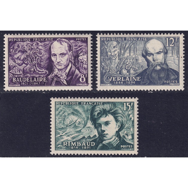 FRANCE 1951 Symbolist poets 3v MNH**