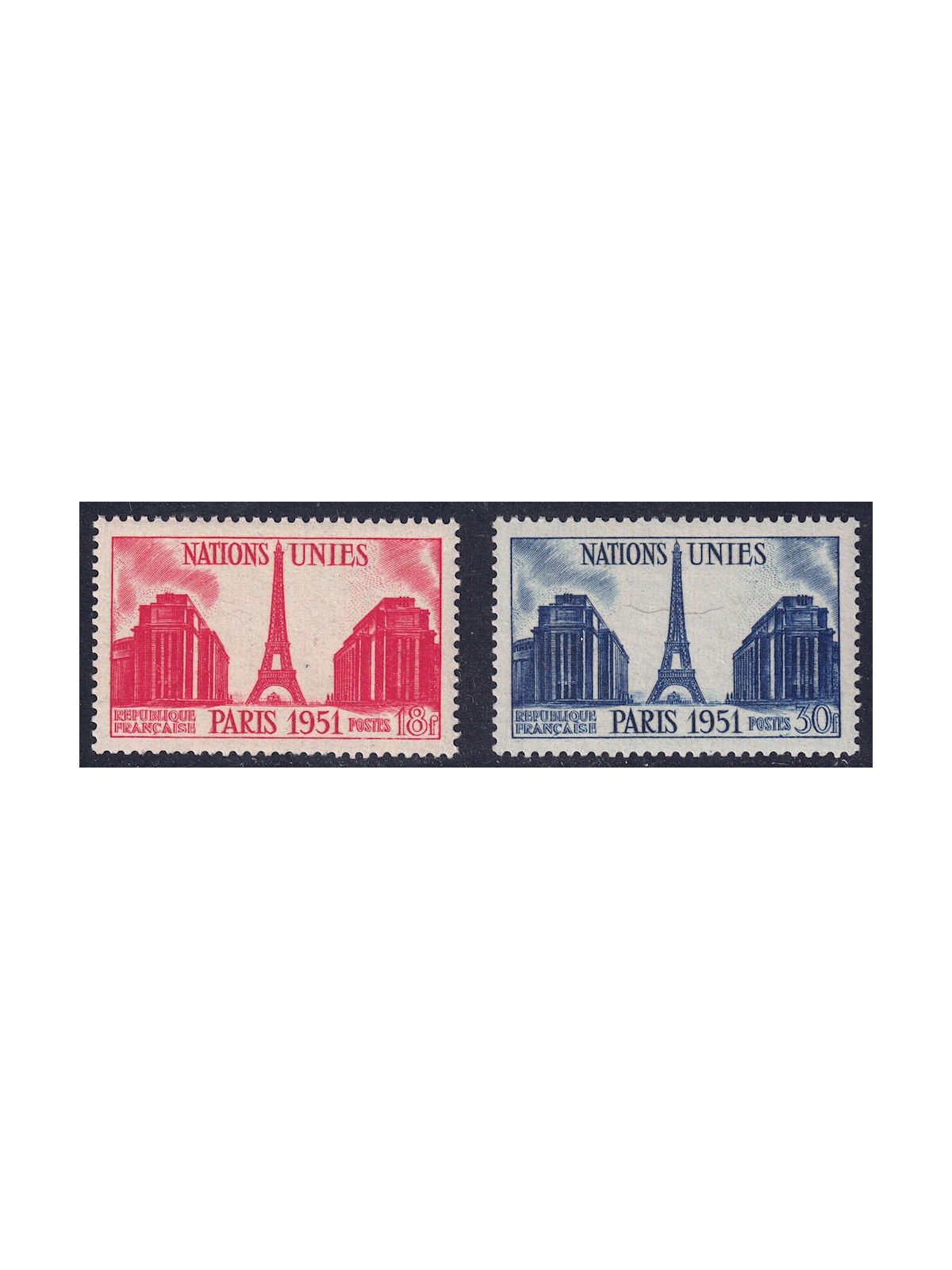 FRANCE 1951 United Nations 2v MNH**
