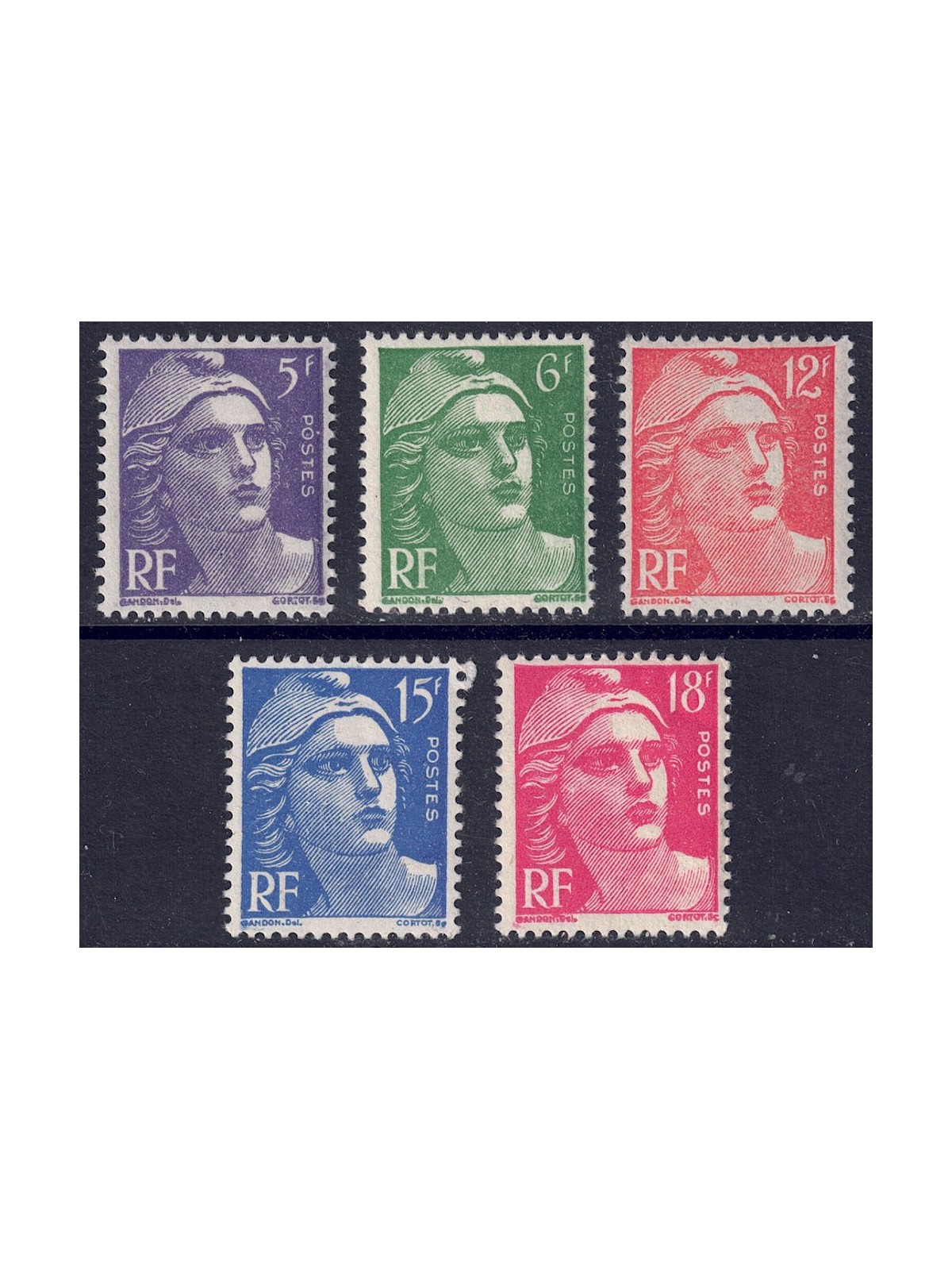 FRANCE 1951 Marianne of Gandon 5v MNH**