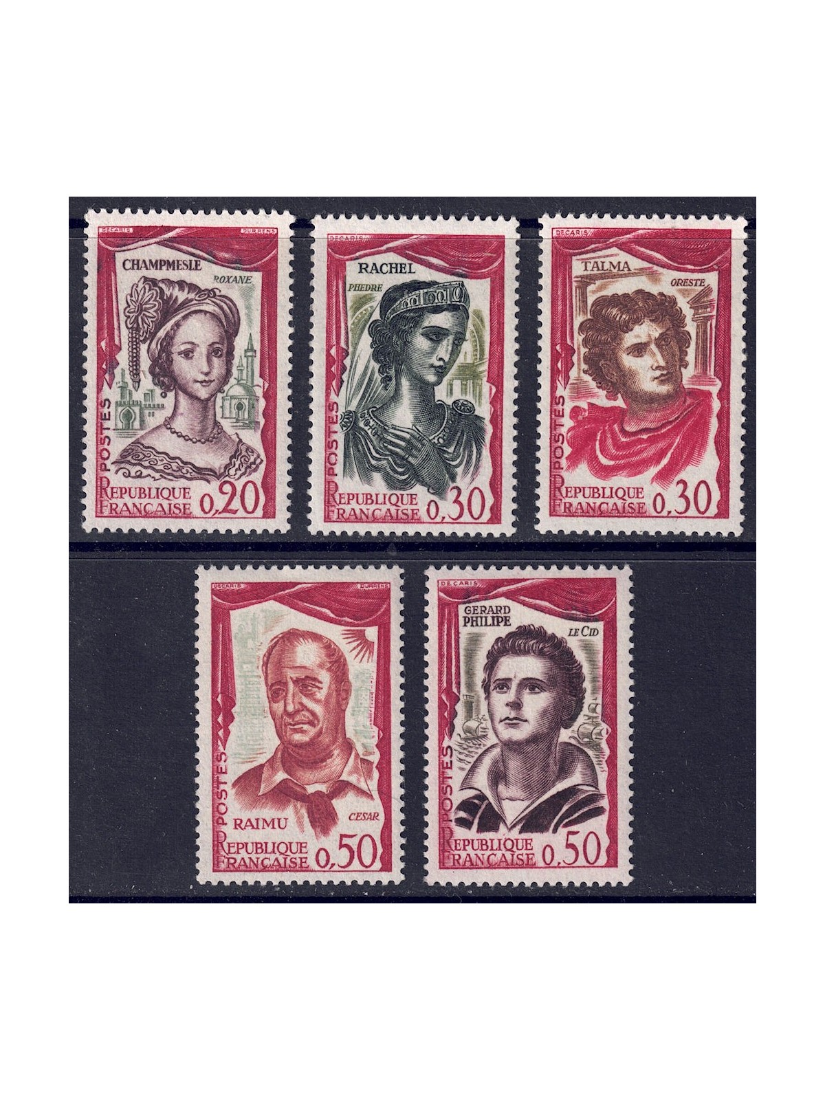 FRANCE 1961 French actors 5v MNH**