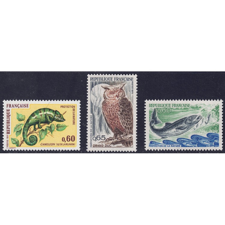 FRANCIA 1971-72 Protezione della Natura 3v MNH**