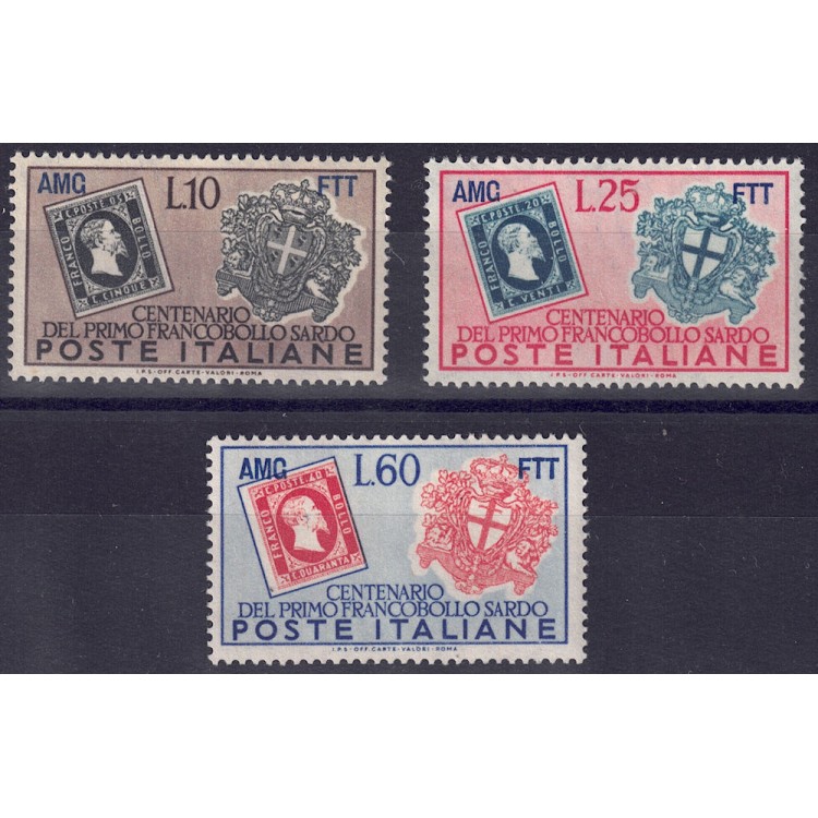 TRIESTE A 1951 Sardinian stamp 3v MNH**