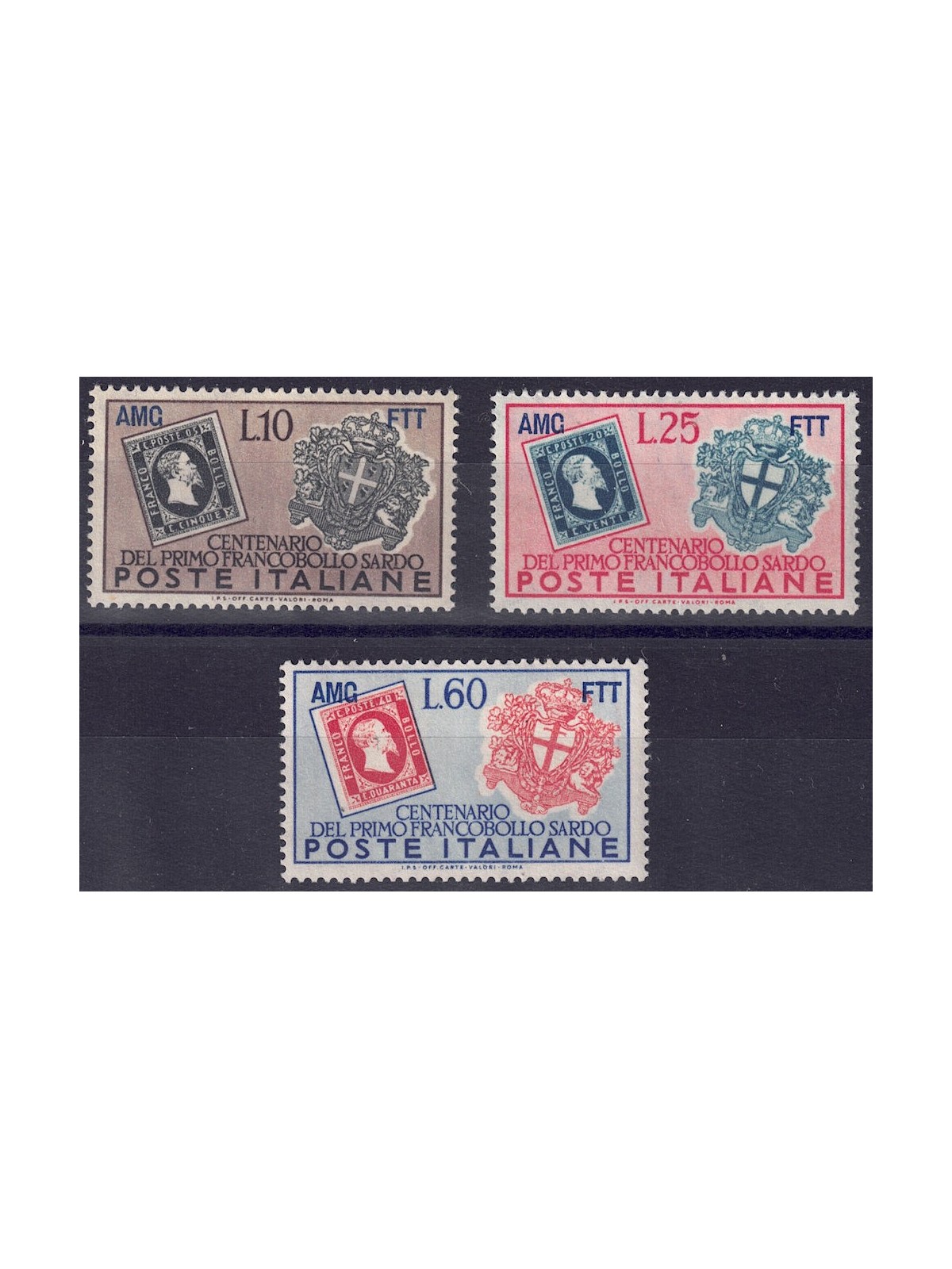 TRIESTE A 1951 Francobollo sardo 3v MNH**