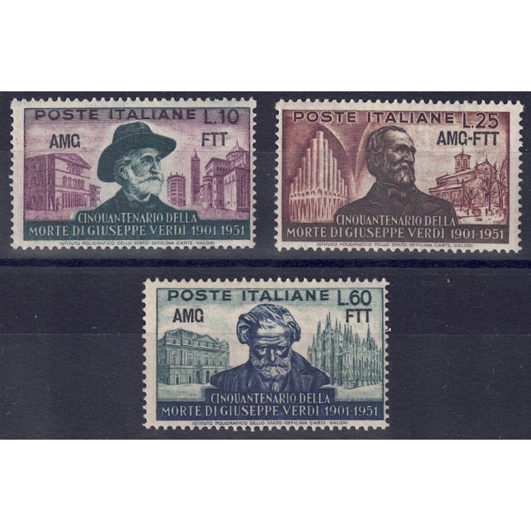 TRIESTE A 1951 Giuseppe Verdi 3v MNH**