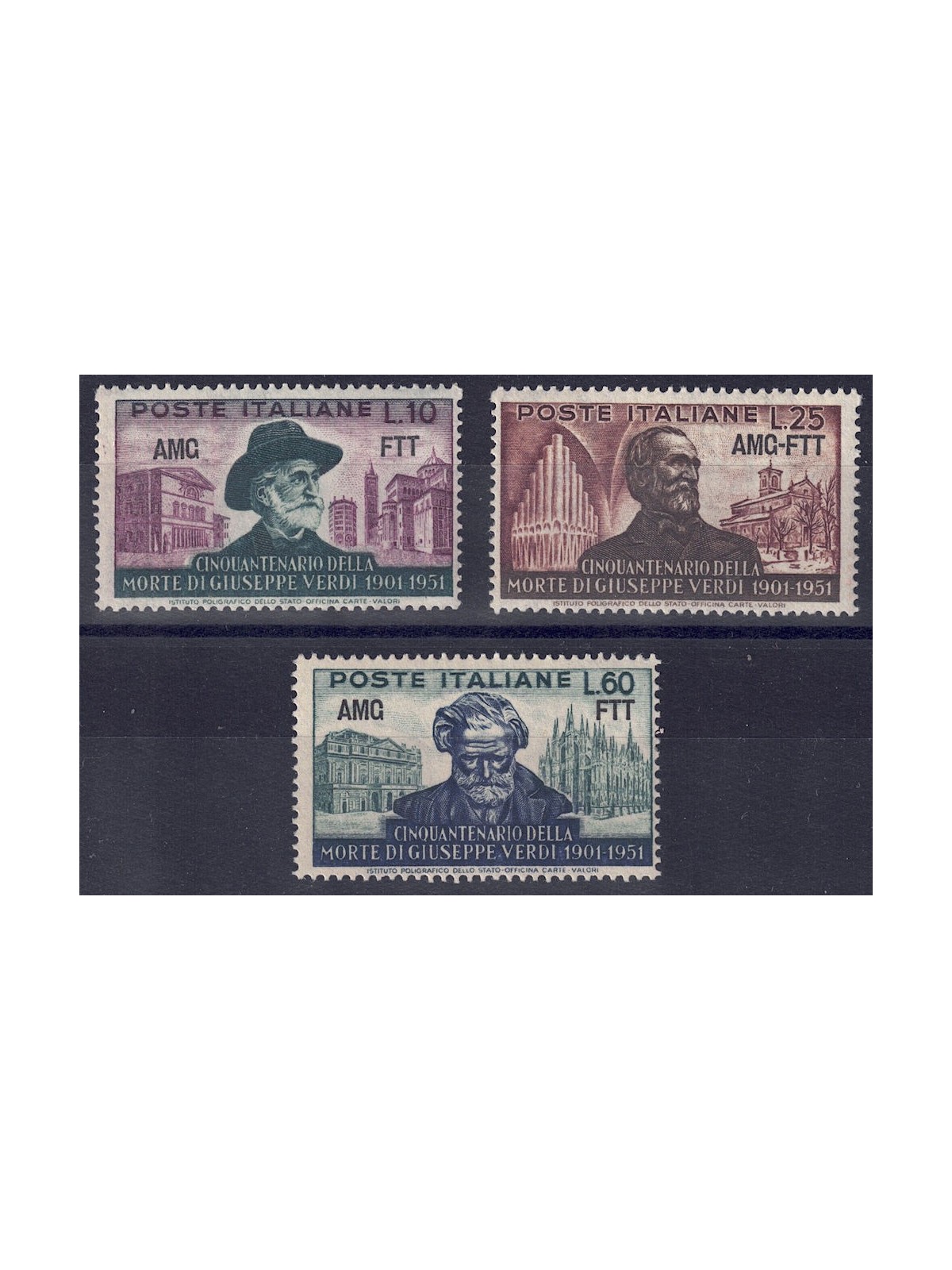 TRIESTE A 1951 Giuseppe Verdi 3v MNH**