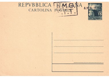 TRIESTE A 1947 (Democratica) Cartolina Postale £ 15 Verde (C4A)