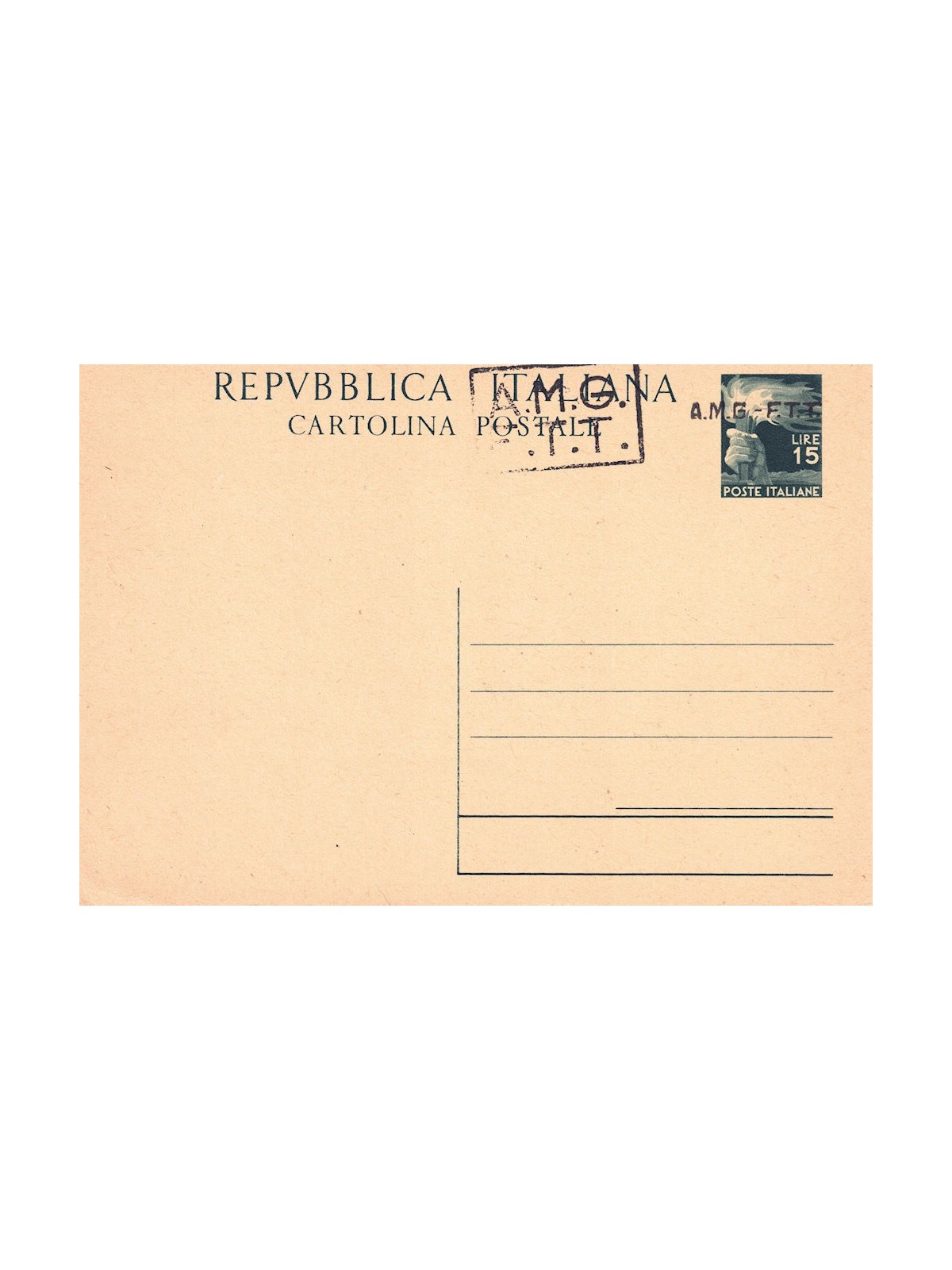 TRIESTE A 1947 (Democratica) Cartolina Postale £ 15 Verde (C4A)
