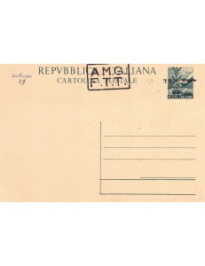 TRIESTE A 1947 (Democratic) Postcard £12 Green (C3B) overprint cap.