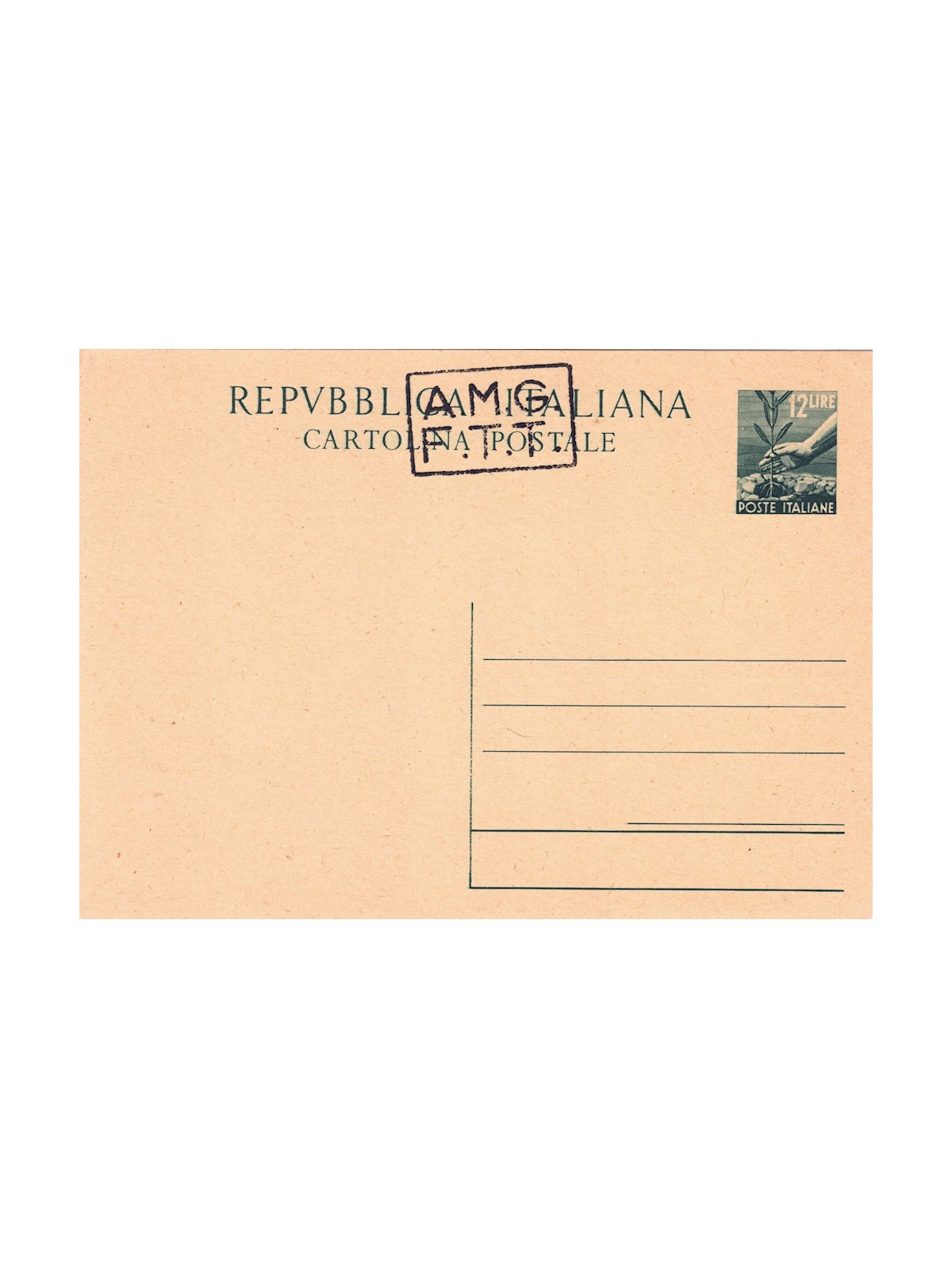 TRIESTE A 1947 (Democratic) Postcard £12 Green (C3)