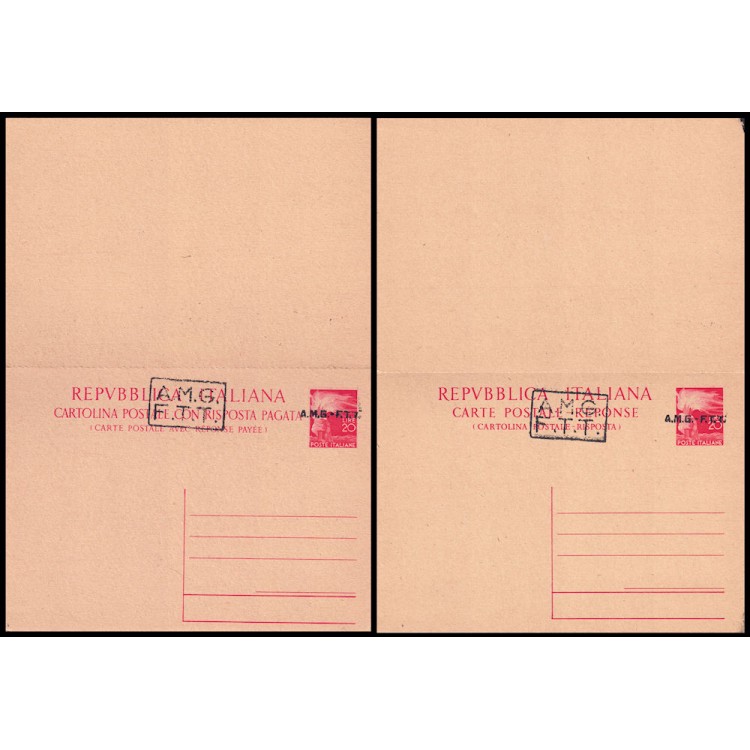 TRIESTE A 1947 (Democratica) Cartolina Postale con risposta £ 20 Rosso (C8B)