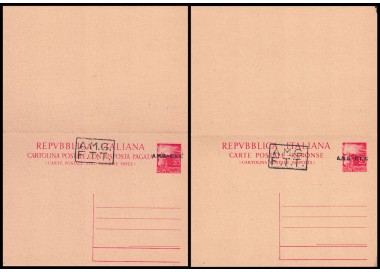 TRIESTE A 1947 (Democratic) Postcard with reply £20 Red (C8B)