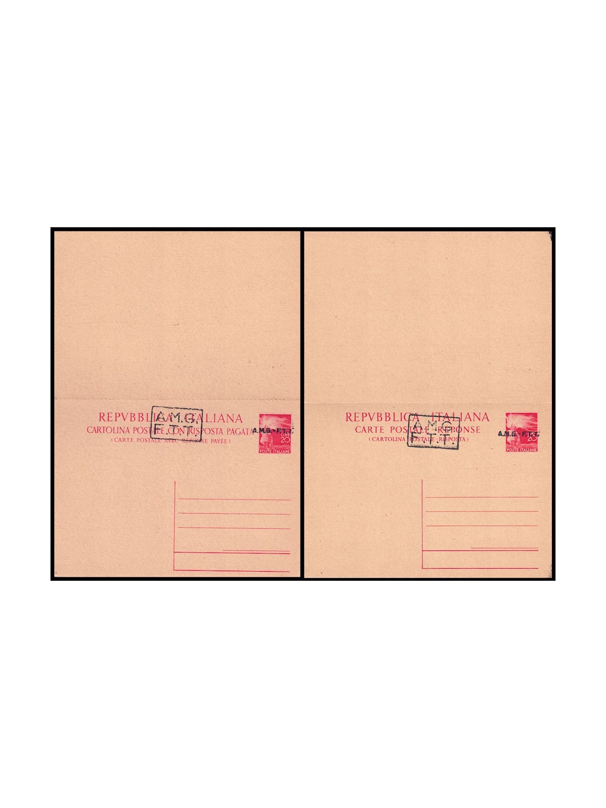 TRIESTE A 1947 (Democratica) Cartolina Postale con risposta £ 20 Rosso (C8B)