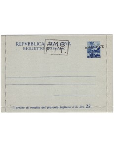 TRIESTE A 1947 (Democratica) Biglietto Postale £ 20 Blu (B2A)
