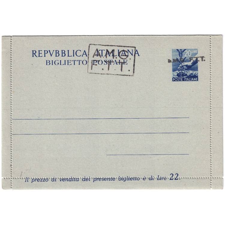 TRIESTE A 1947 (Democratic) Postal Card £20 Blue (B2A)