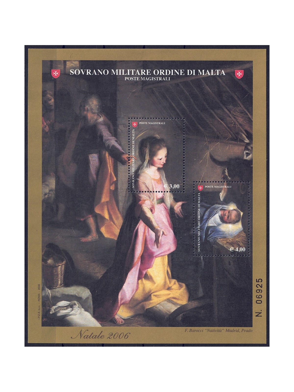 SMOM 2006 Christmas s/s MNH**