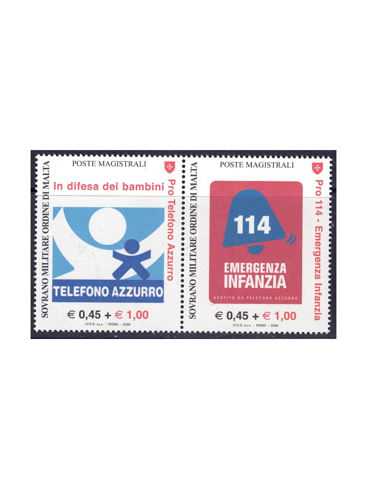 SMOM 2006 Pro Telefono Azzurro 2v MNH**