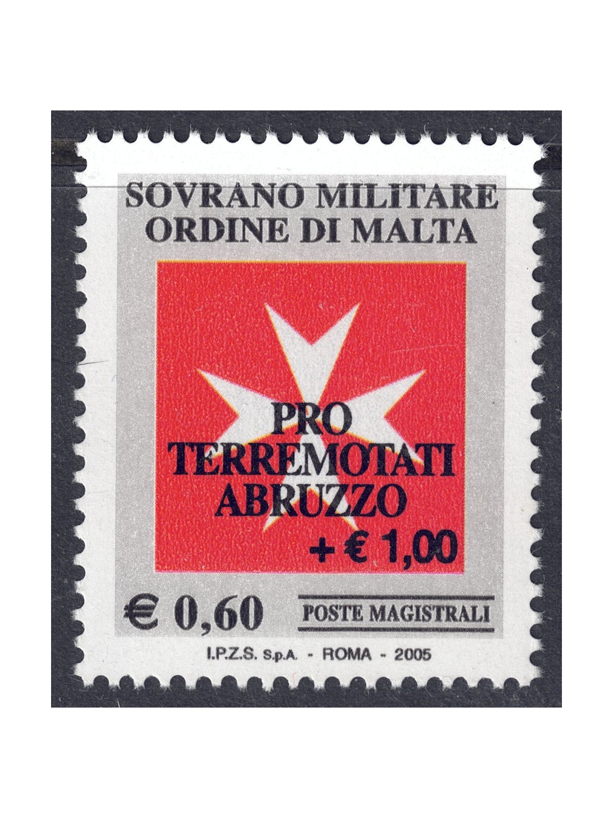 SMOM 2009 Pro Earthquake Victims Abruzzo MNH**