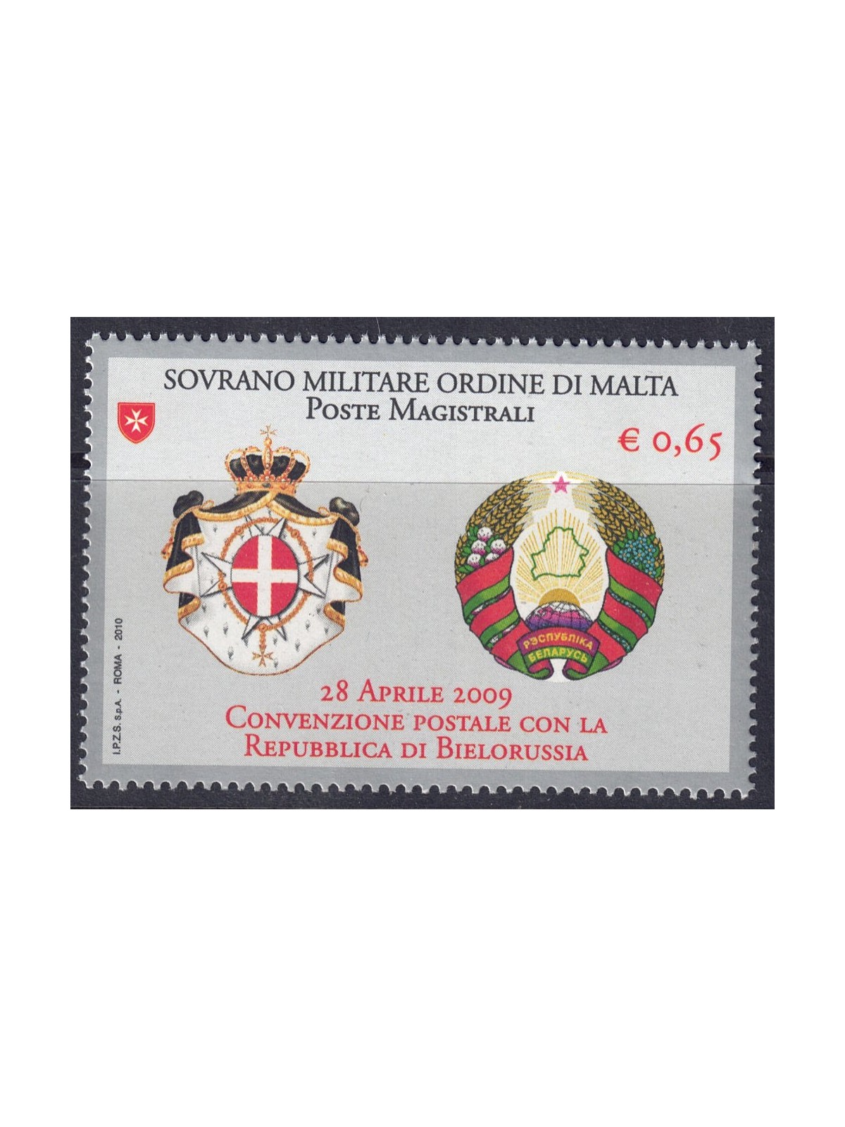 SMOM 2010 Postal Agreement with Belarus MNH**