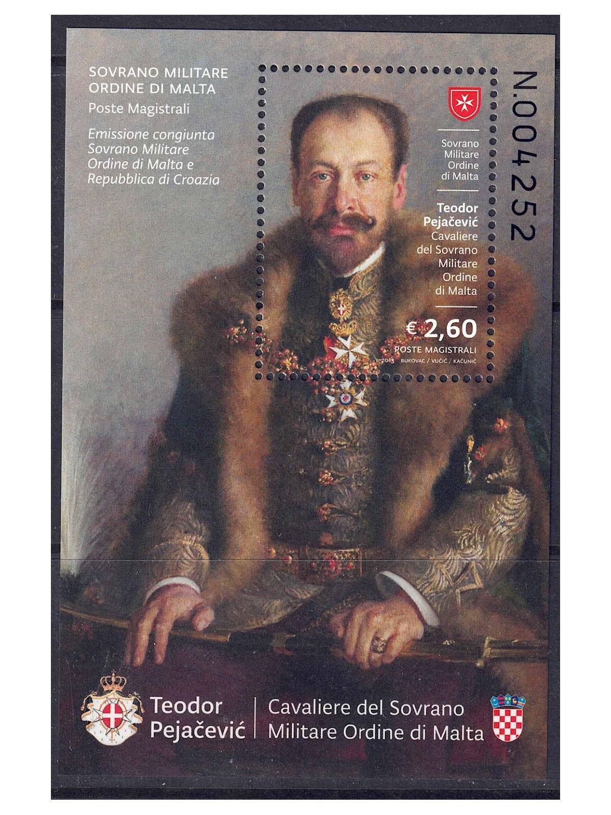 SMOM 2013 Teodor Pejačević BF MNH**