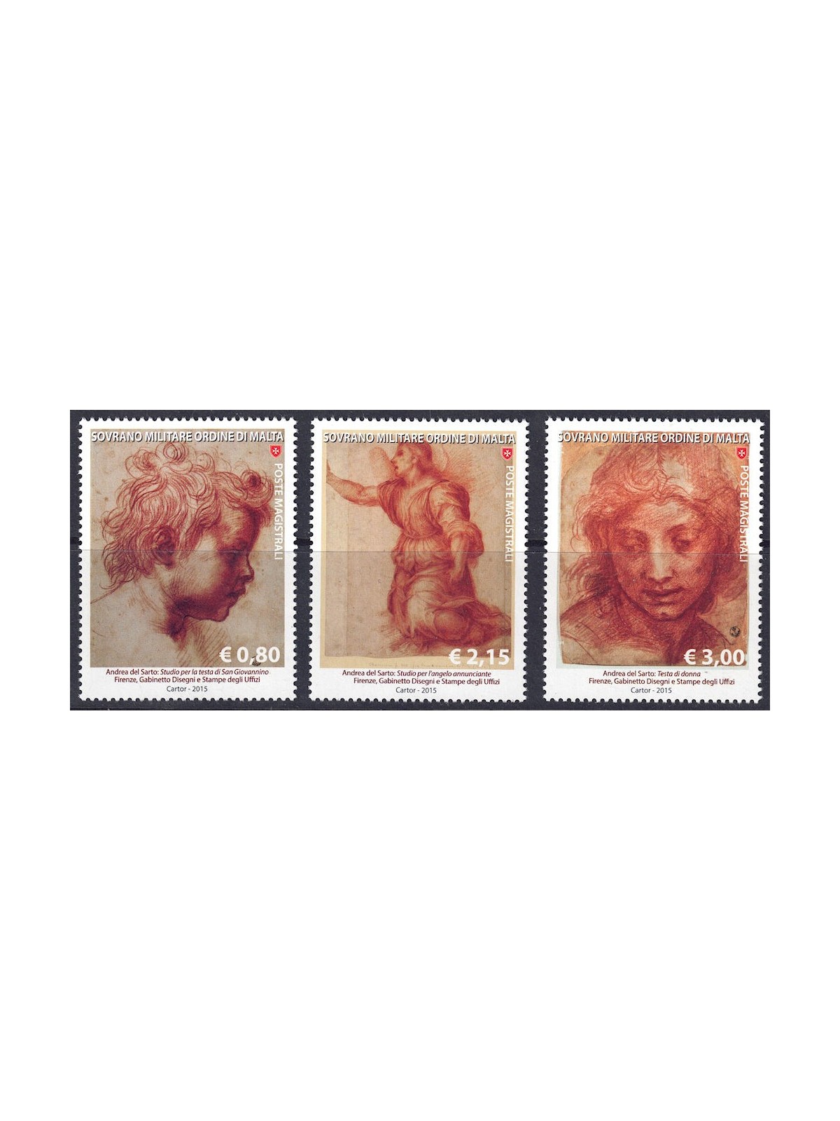 SMOM 2015 Il disegno nell'arte (6ª serie) 3v MNH**