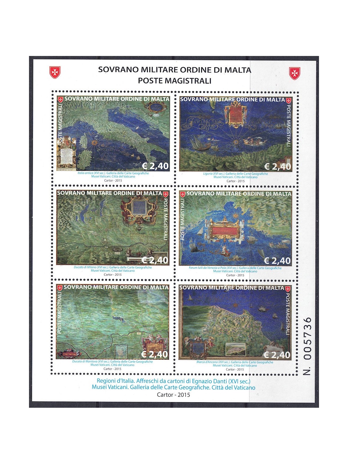 SMOM 2015 Ancient Geographical Maps (1st series) s/s MNH**