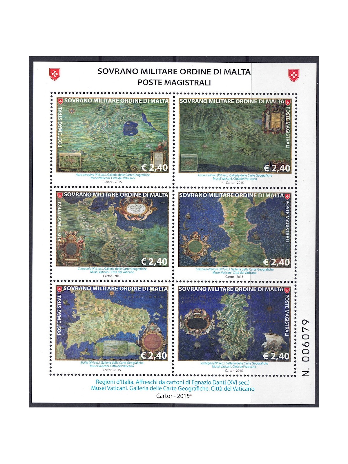 SMOM 2015 Antiche carte geografiche (2ª serie) BF MNH**