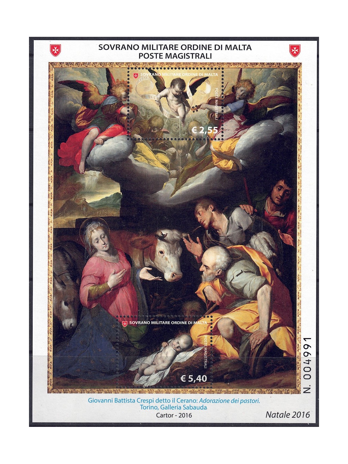 SMOM 2016 Natale BF MNH**