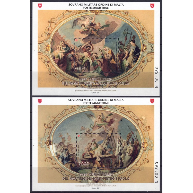 SMOM 2017 Martirio dei Santi Pietro e Paolo 2 BF MNH**