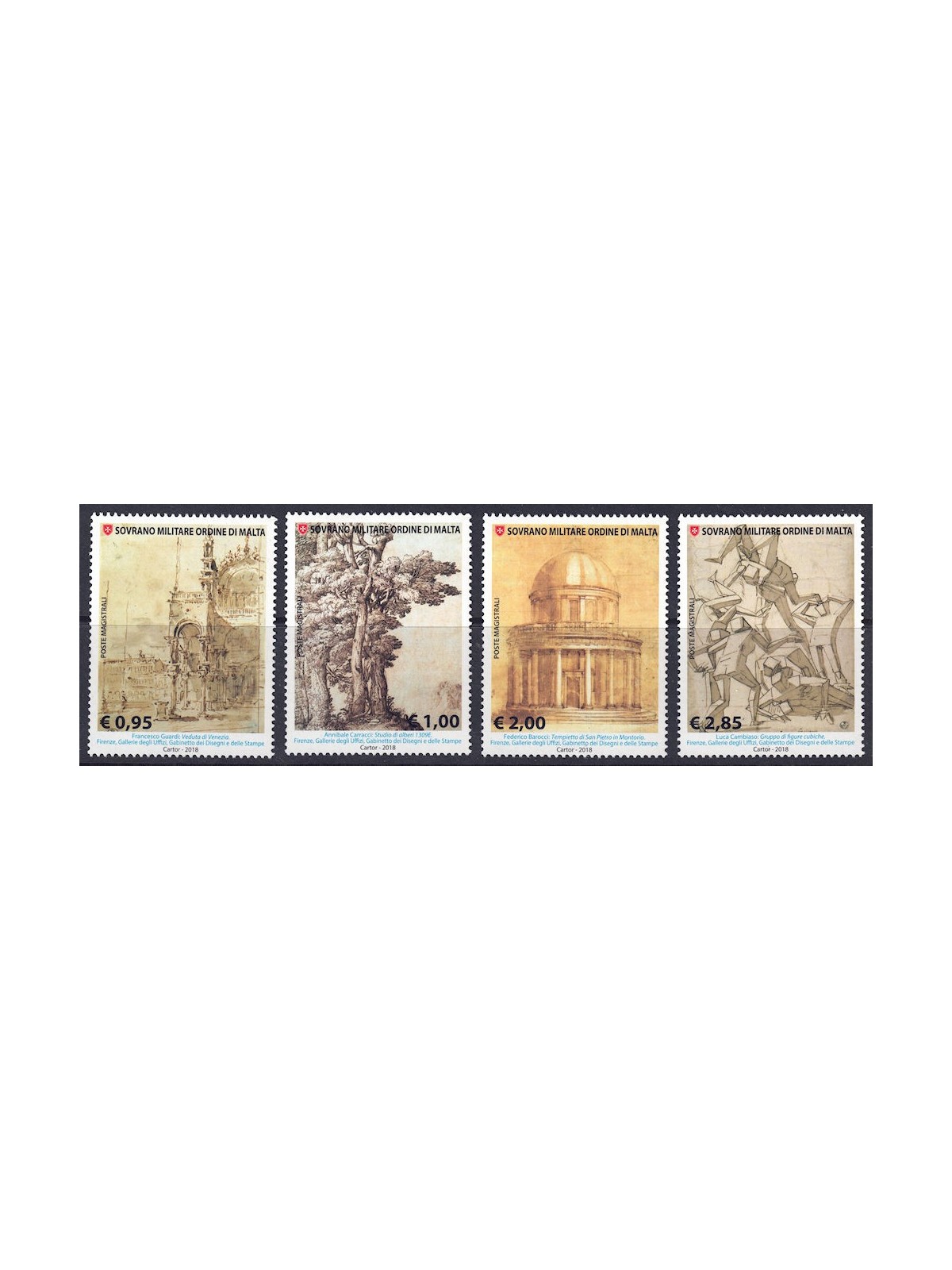 SMOM 2018 Il disegno nell'arte 4v MNH**