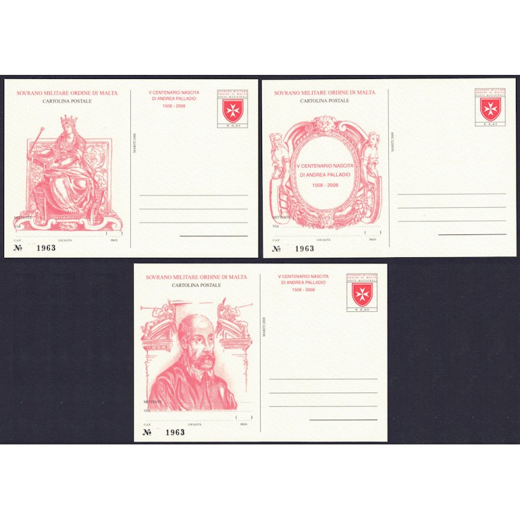 SMOM 2008 Andrea Palladio, 3 Cartoline Postali nuove