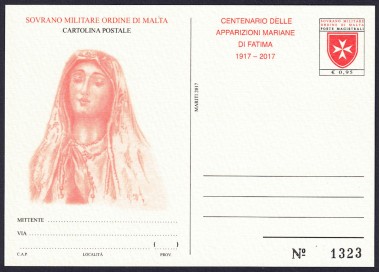 SMOM 2017 Our Lady of Fatima, New Postcard