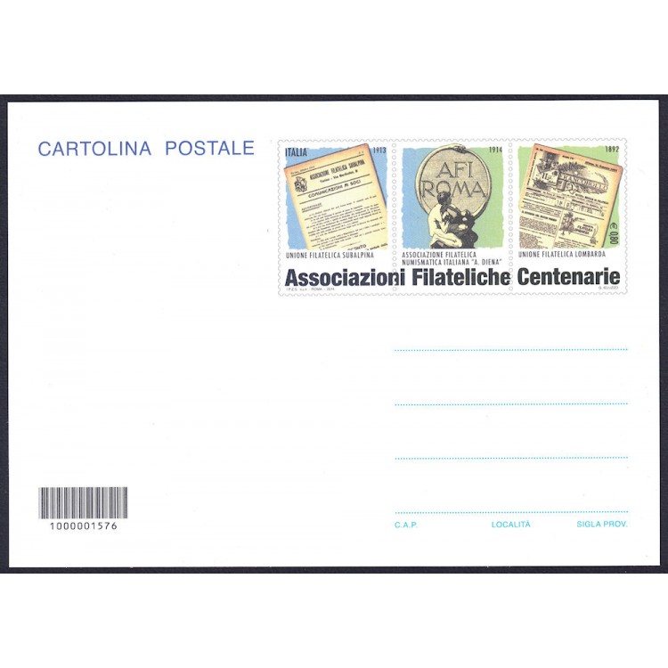 ITALY 2014 Centenary Philatelic Associations, New Postcard