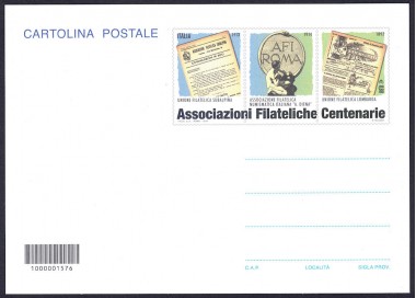 ITALIA 2014 Associazioni Filateliche Centenarie, Cartolina Postale nuova