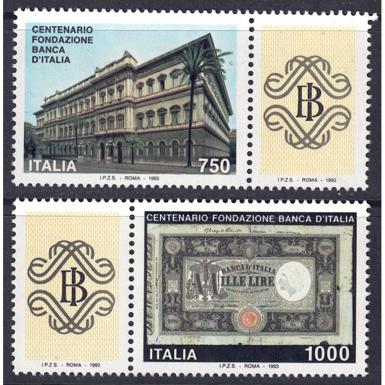 ITALIA 1993 Banca d'Italia 2v MNH**