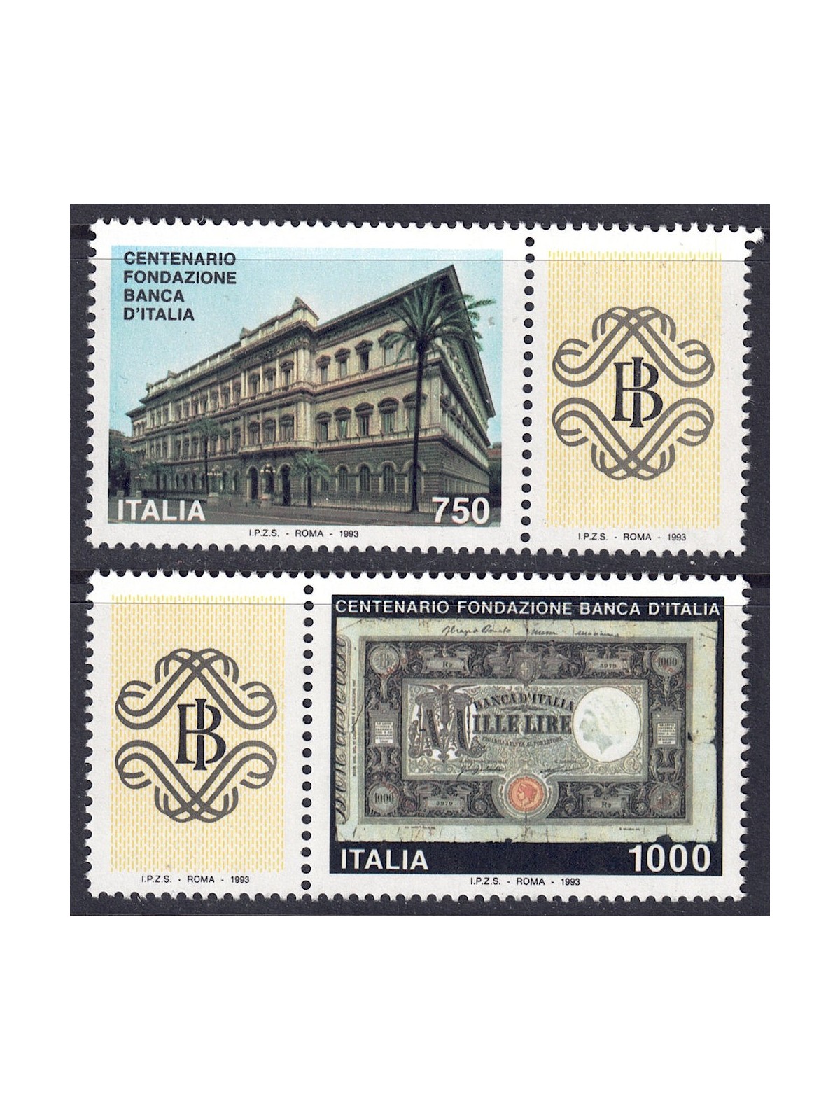 ITALIA 1993 Banca d'Italia 2v MNH**
