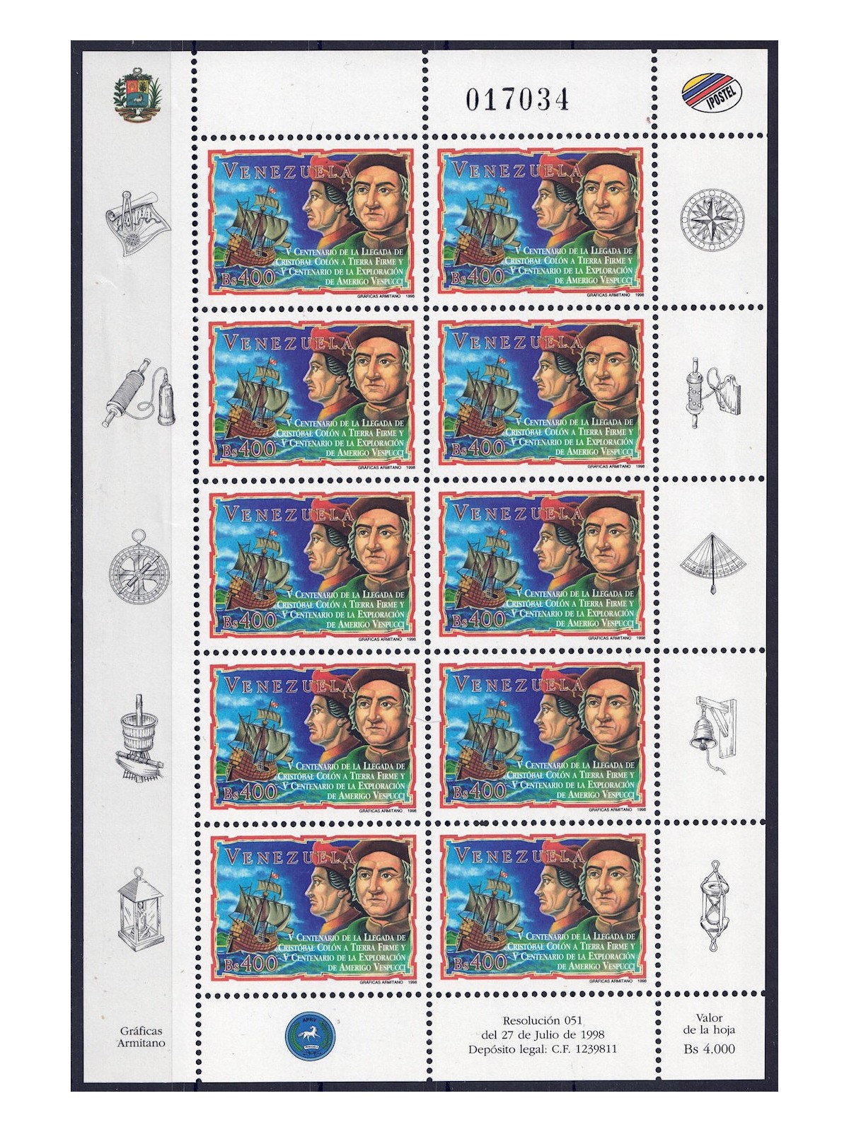 VENEZUELA 1998 Cristoforo Colombo m/s MNH**