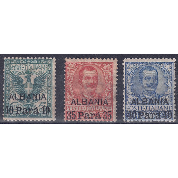 LEVANTE (ALBANIA) 1902 Ordinary series (with ALBANIA) 3v MH*