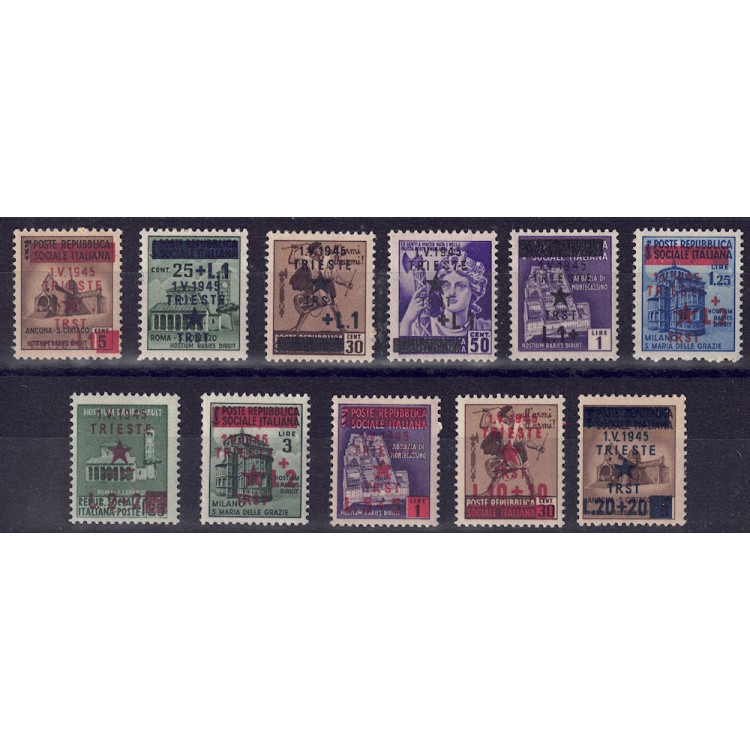 TRIESTE (YUGOSLAV WEST) 1945 Destroyed Monuments 11v MNH**