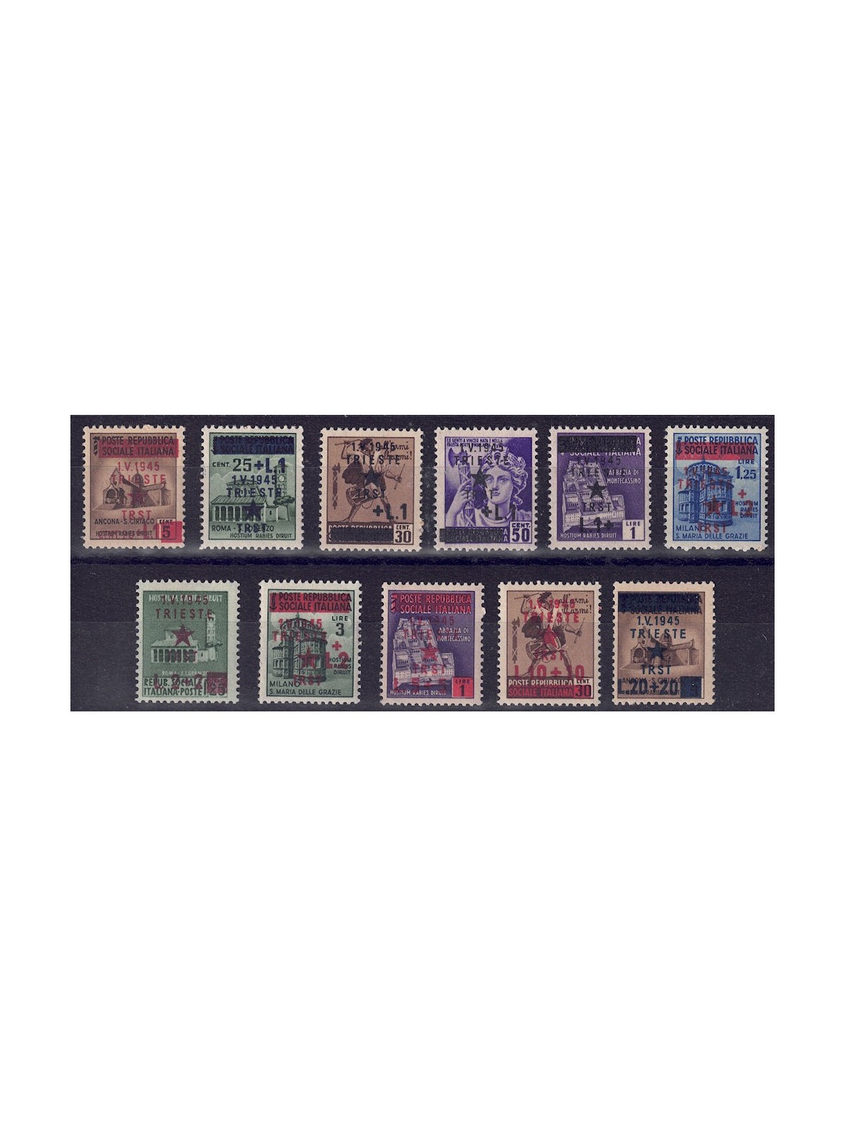 TRIESTE (OCC. JUGOSLAVA) 1945 Monumenti distrutti 11v MNH**