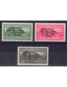 ALBANIA (ITALIAN OCCUPATION) 1939 Constituent Assembly, airmail 3v MNH**