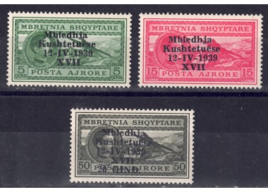 ALBANIA (OCC. ITALIANA) 1939 Assemblea Costituente, posta aerea 3v MNH**