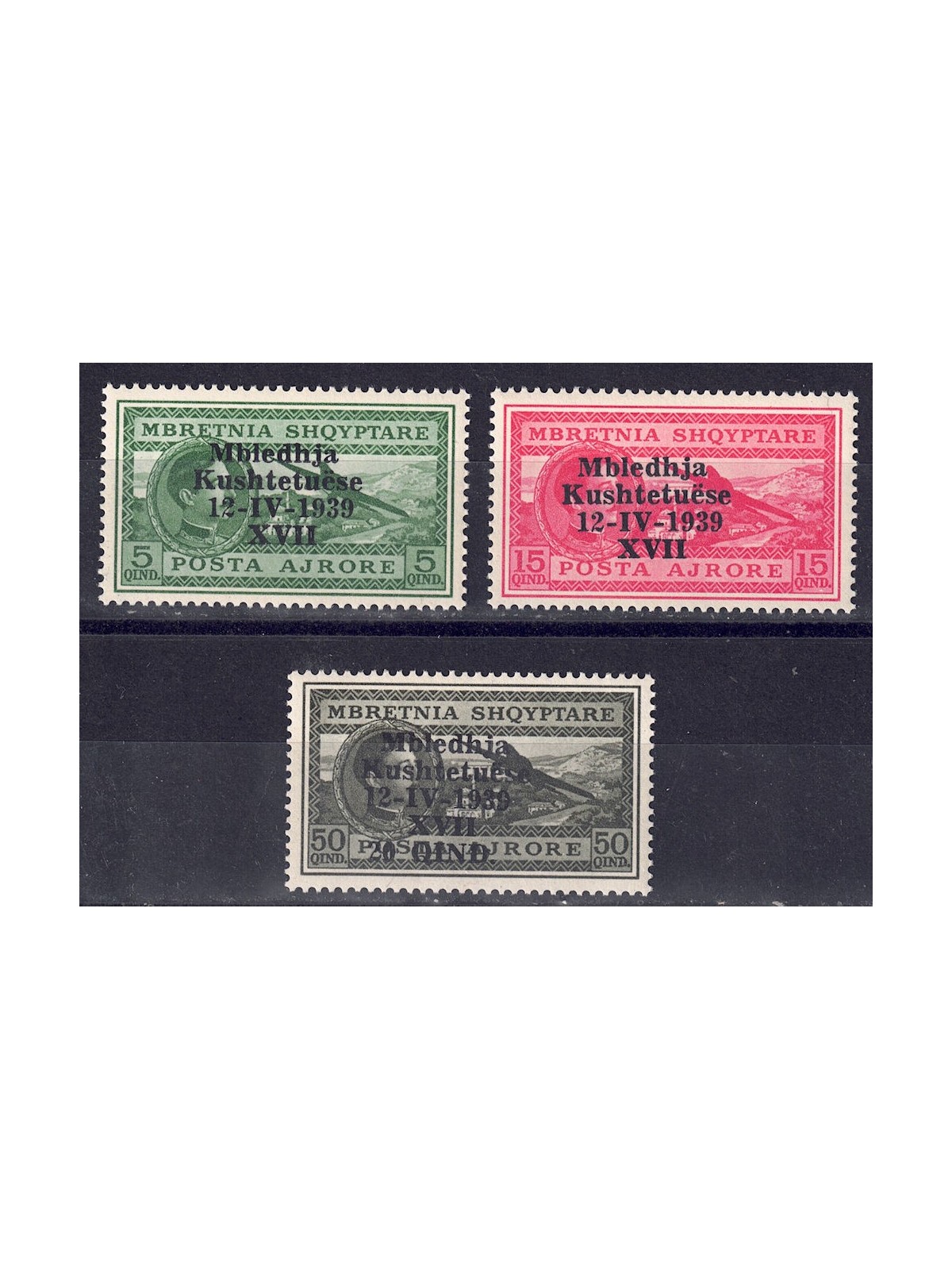 ALBANIA (ITALIAN OCCUPATION) 1939 Constituent Assembly, airmail 3v MNH**